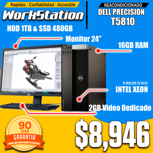 Dell Precision T5810 - Estación de trabajo de Alto Rendimiento con Monitor de 24 Pulgadas