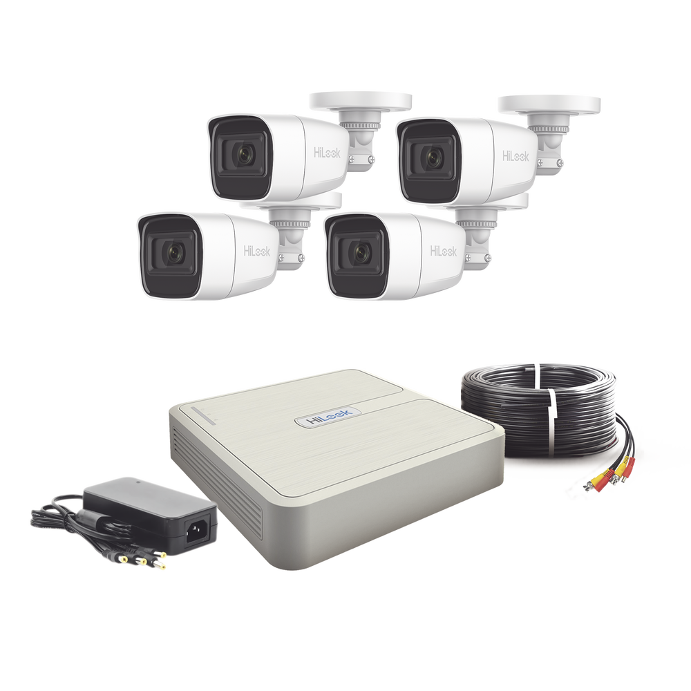 Kit de videovigilancia 4 cámaras con micrófono y DVR