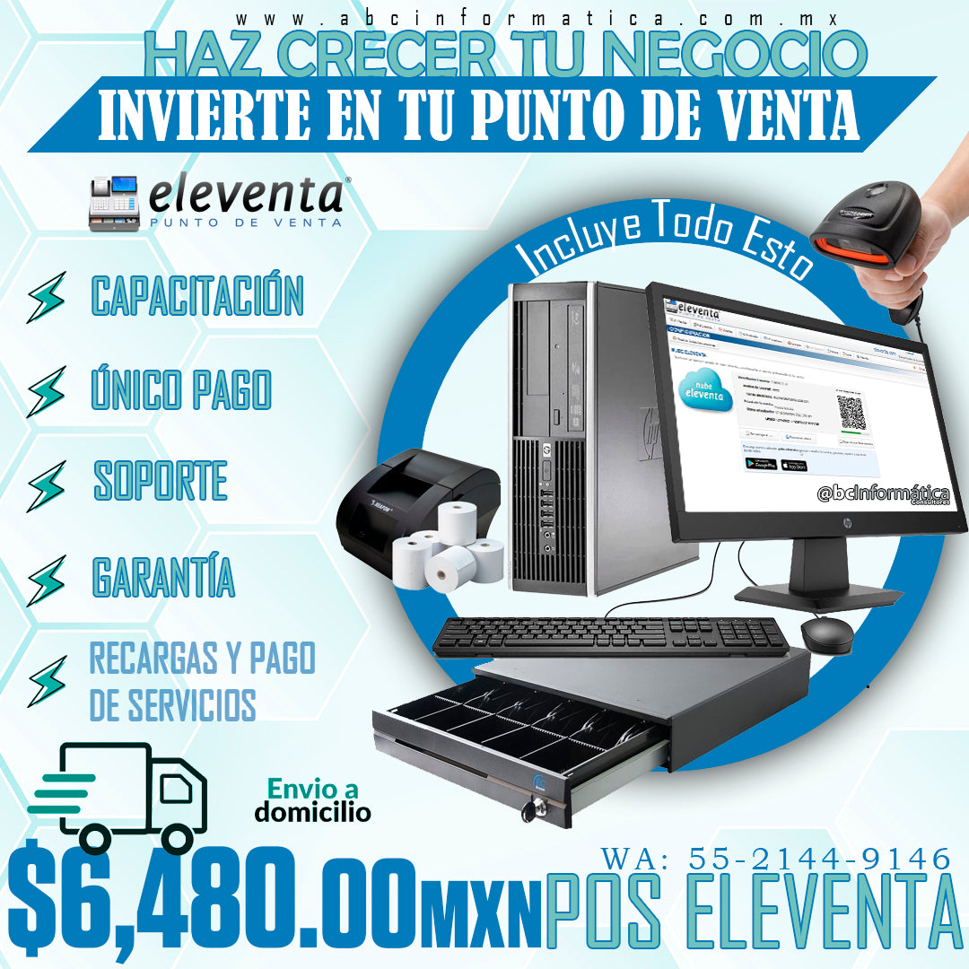 Kit punto de venta con Eleventa instalado en negocio