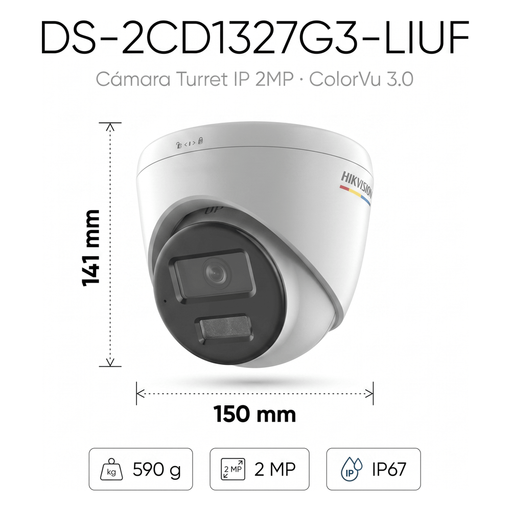 Cámara Hikvision DS-2CD1327G3-LIUF vista lateral