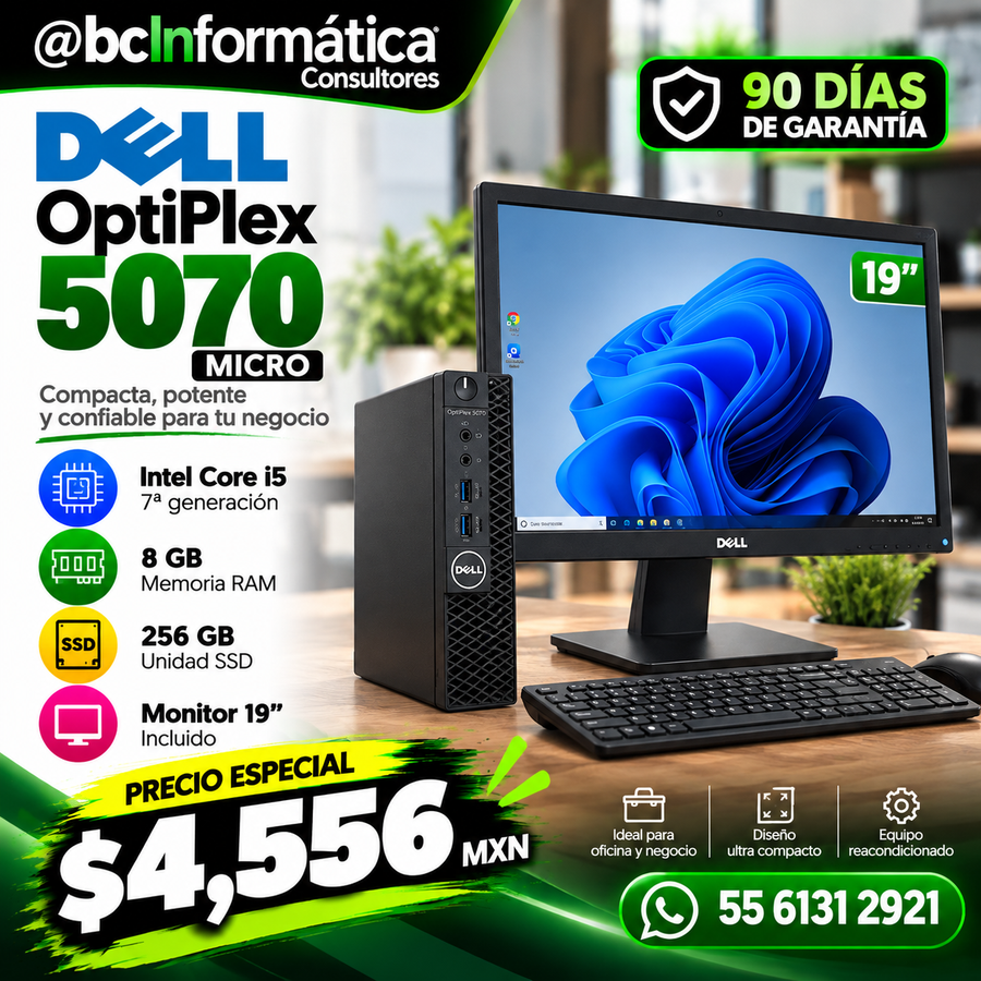 Dell OptiPlex 5070 Micro + monitor 19"