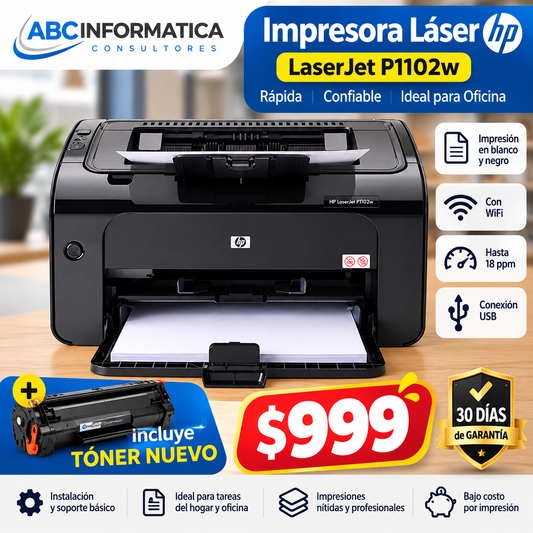 Impresora láser HP LaserJet P1102w con WiFi